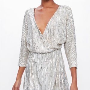 Zara sequin wrap dress